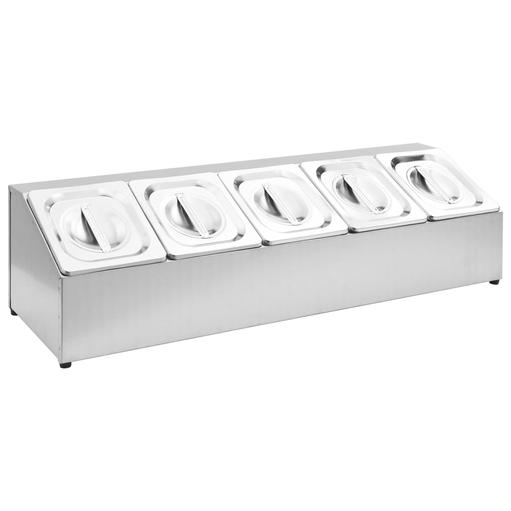 Vidaxl Gastronormbakkouter con 5 Gn 1 6 Bakken Acciaio inossidabile