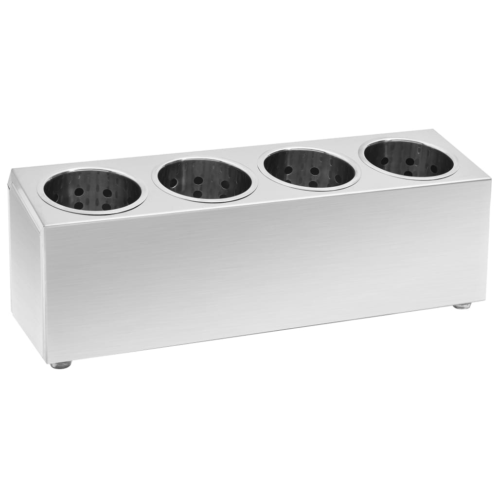 Porta di posate Vidaxl 4 Compartments Acciaio inossidabile rettangolare