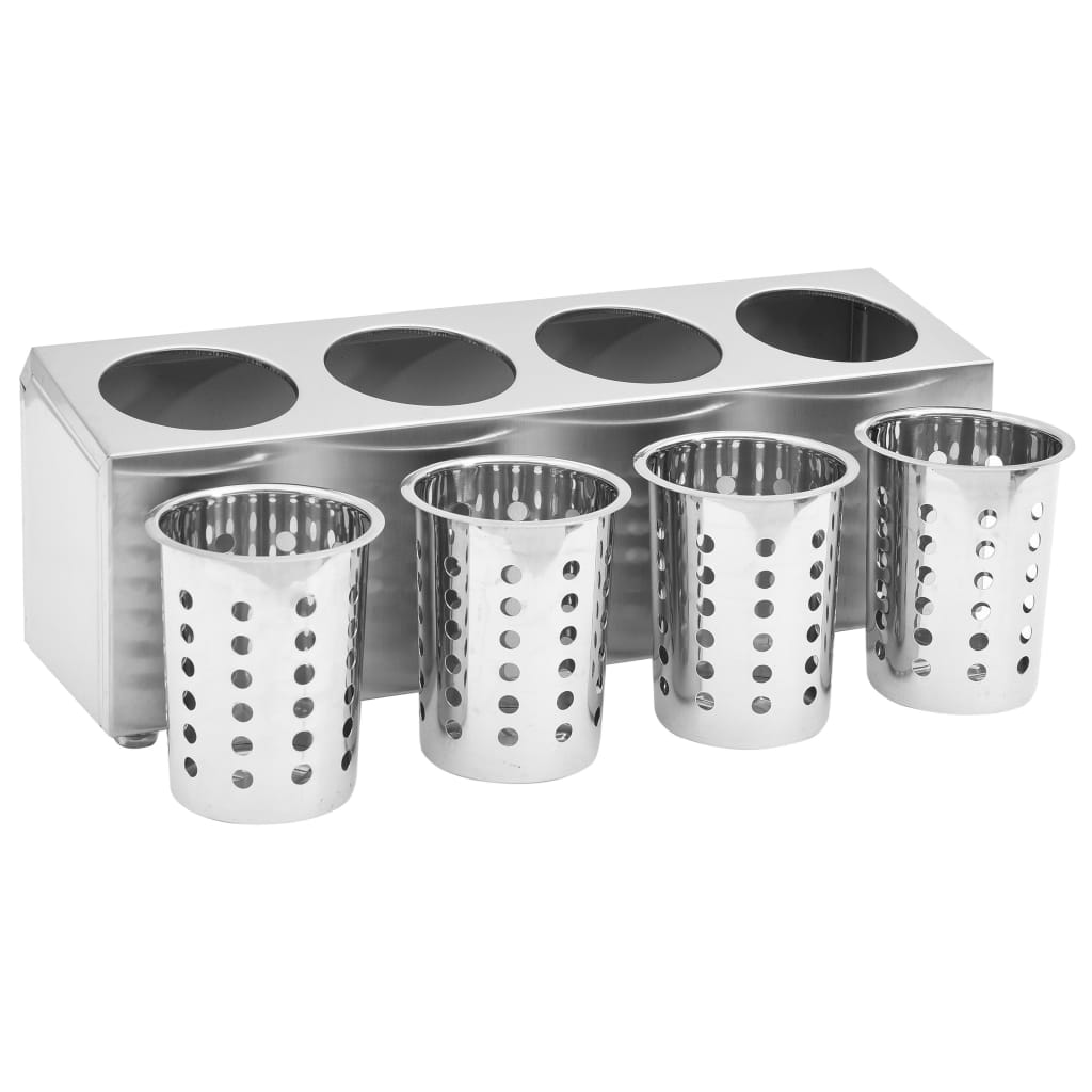 Porta di posate Vidaxl 4 Compartments Acciaio inossidabile rettangolare