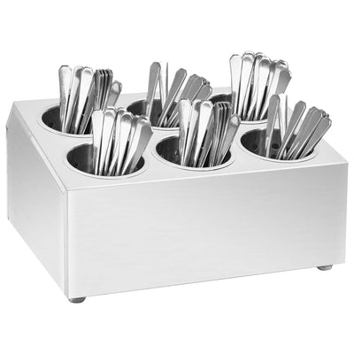 Porta posate Vidaxl 6 Compartments Acciaio inossidabile quadrato