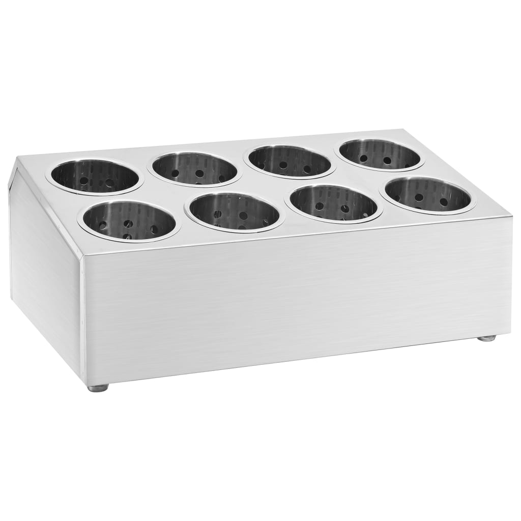 Porta posate Vidaxl 8 Compartments Acciaio inossidabile rettangolare