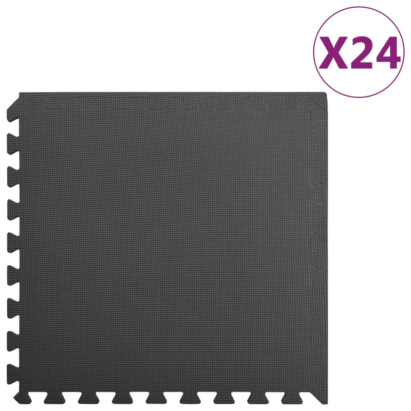 Vidaxl pavimenti 24 st 8.64 ㎡ eva schiuma nera
