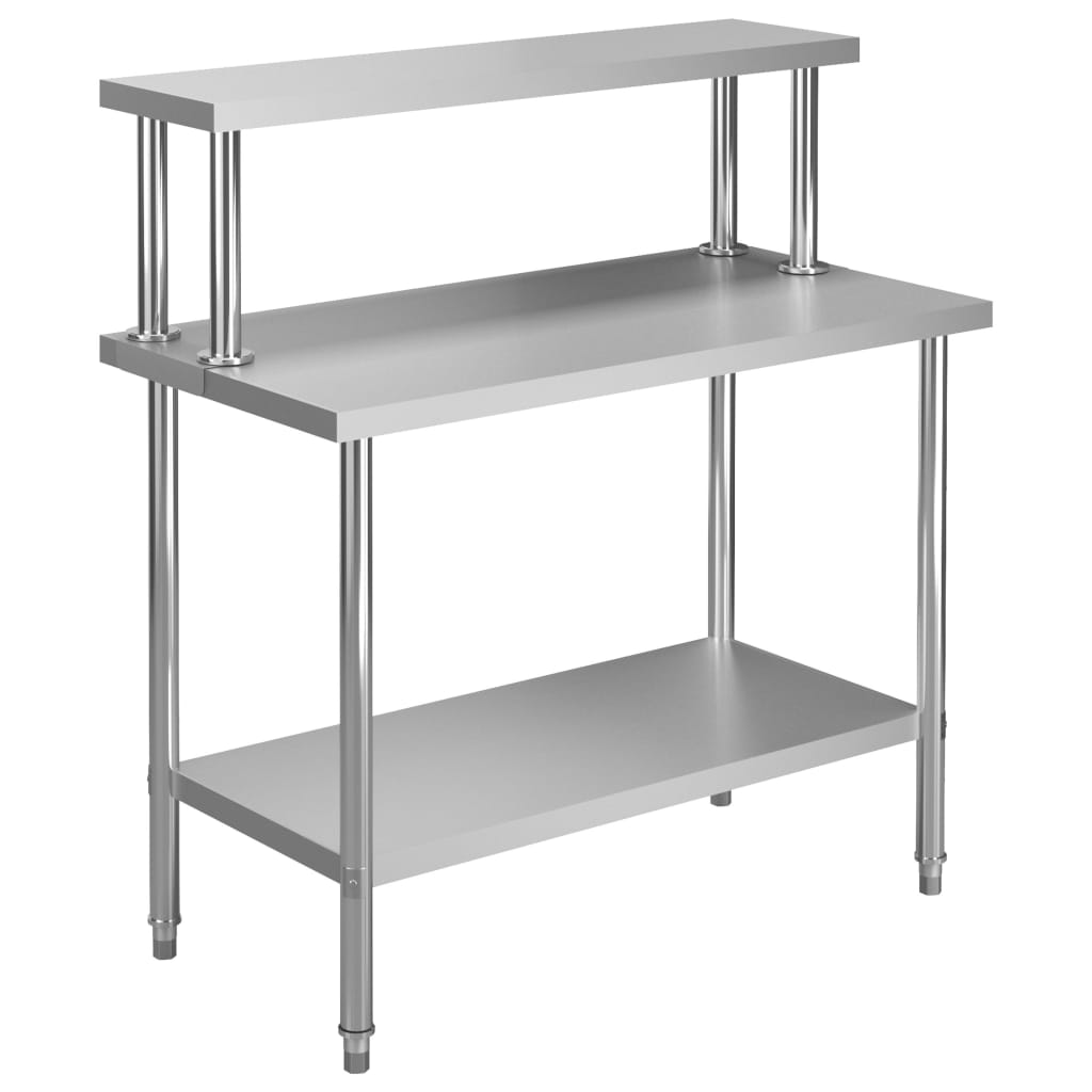 Vidaxx mesa de trabajo de cocina con estante superior 120x60x120 cm acero inoxidable
