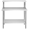 Vidaxx mesa de trabajo de cocina con estante superior 120x60x120 cm acero inoxidable