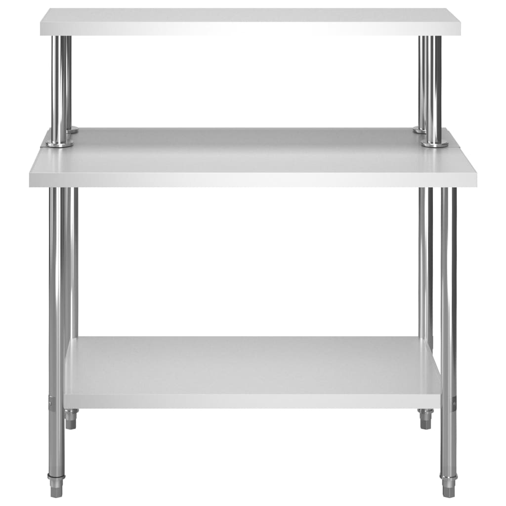 Vidaxx mesa de trabajo de cocina con estante superior 120x60x120 cm acero inoxidable