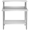 Vidaxx mesa de trabajo de cocina con estante superior 120x60x120 cm acero inoxidable