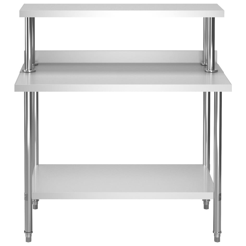 Vidaxx mesa de trabajo de cocina con estante superior 120x60x120 cm acero inoxidable