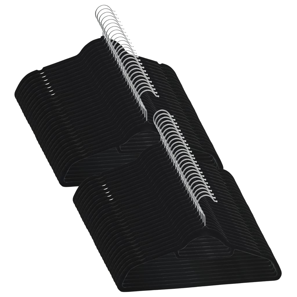 Vidaxl de 50 piezas colgador de ropa Anti-slip terciopelo negro