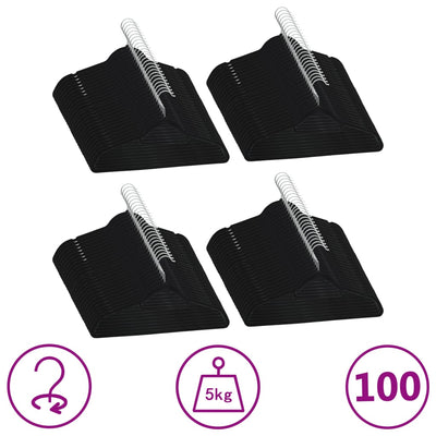 Vidaxl Set di abbigliamento da 100 pezzi Set di velluto anti-slip nero