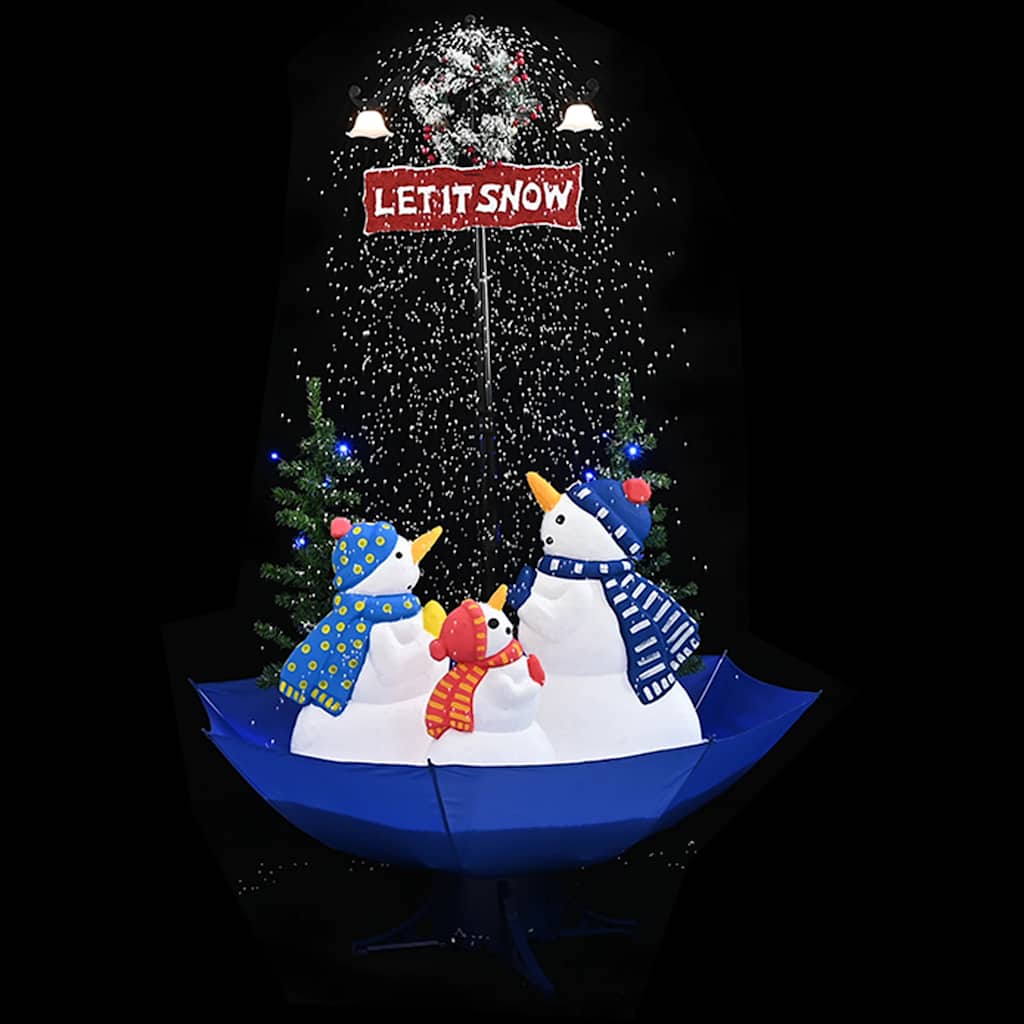 Vidaxl Nevando el árbol de Navidad con paraguas de 170 cm PVC Azul