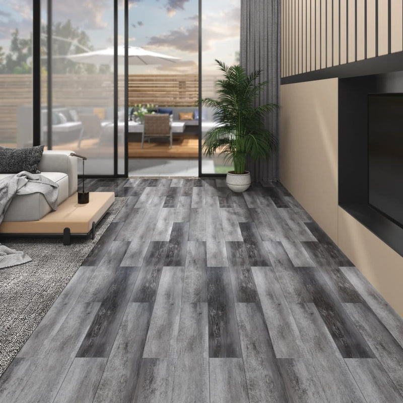 Tablas de piso Vidaxl no adhesivo de 4.46 m² 3 mm PVC GLOSSY GRIS