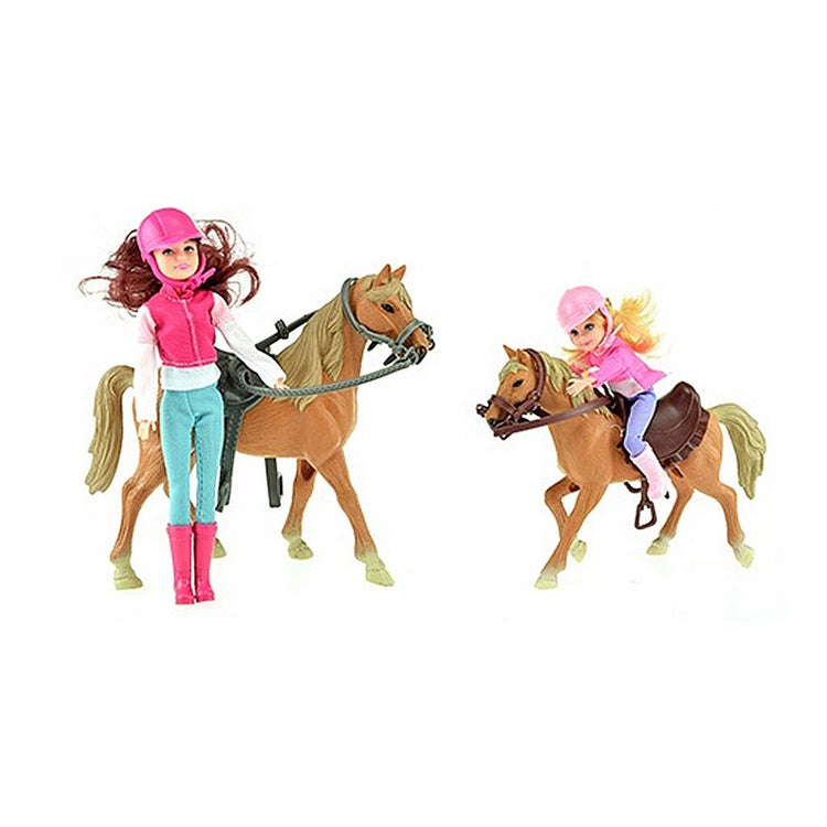 Caballos Caballos Juego de equitación Juego de 2 muñecas + caballos