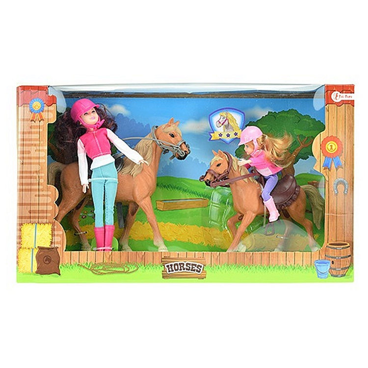 Caballos Caballos Juego de equitación Juego de 2 muñecas + caballos