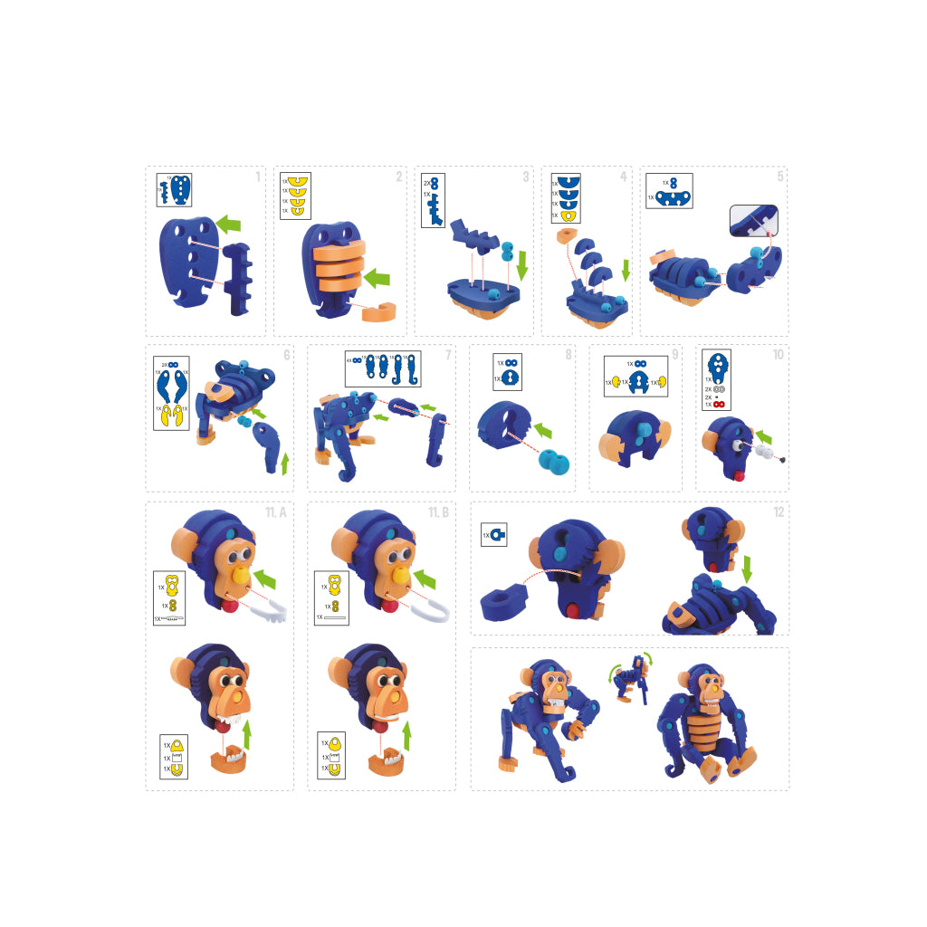 Toi-toys Toi-toys Craft Puzzle aap junior da 25,8 cm blu 59 pezzi