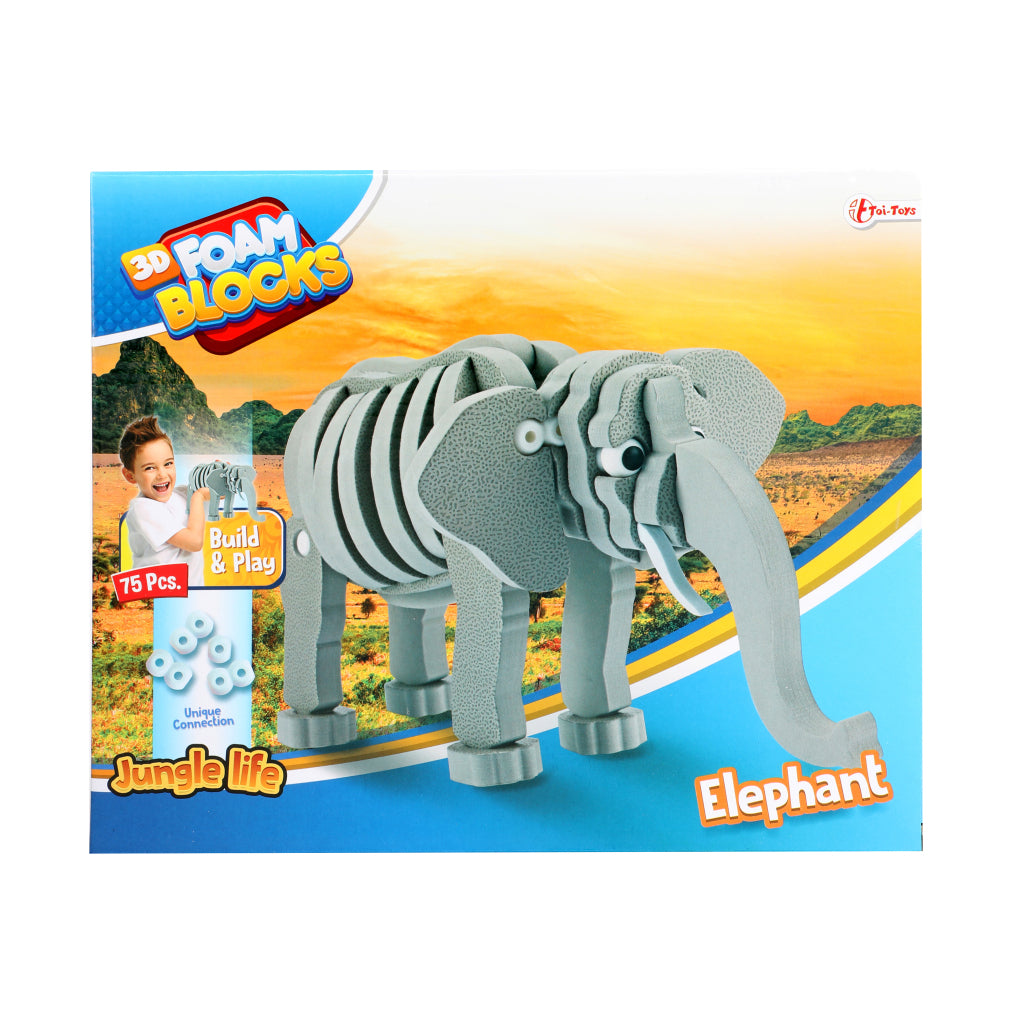 Toi-toys toi-toys 3d puzzle elefant junior 31,5 cm in schiuma grigio 75 pezzi da 75 pezzi