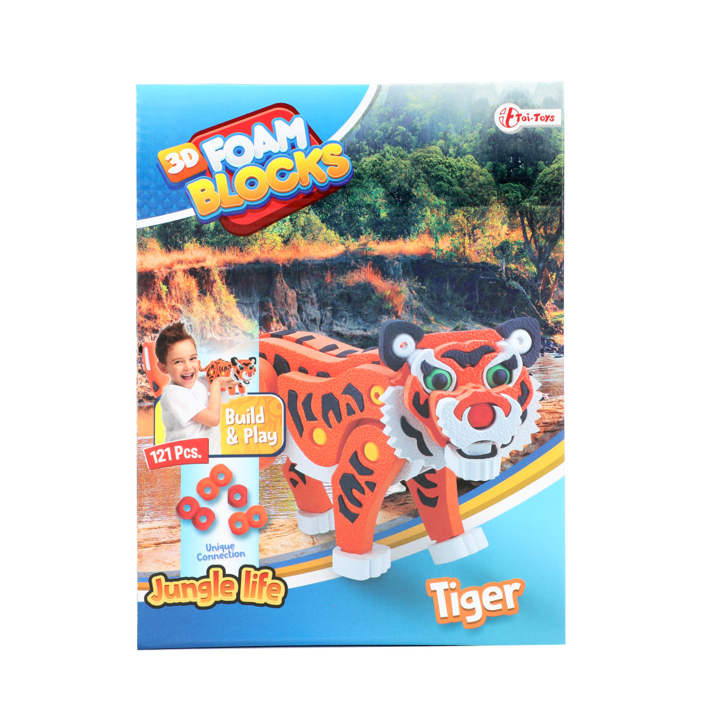 TOI-TOYS TOI-TOYS 3D Puzzle Tiger Junior 31.5 cm de espuma naranja de 121 piezas
