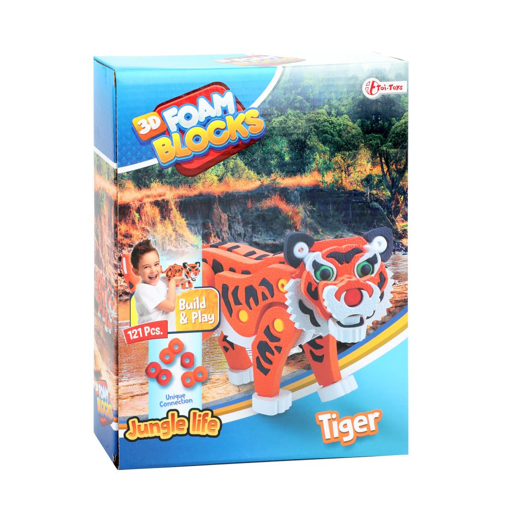 TOI-TOYS TOI-TOYS 3D Puzzle Tiger Junior 31.5 cm de espuma naranja de 121 piezas