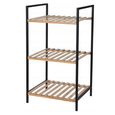Soluciones de baño Soluciones de baño Rack de almacenamiento con 3 estantes de bambú y acero