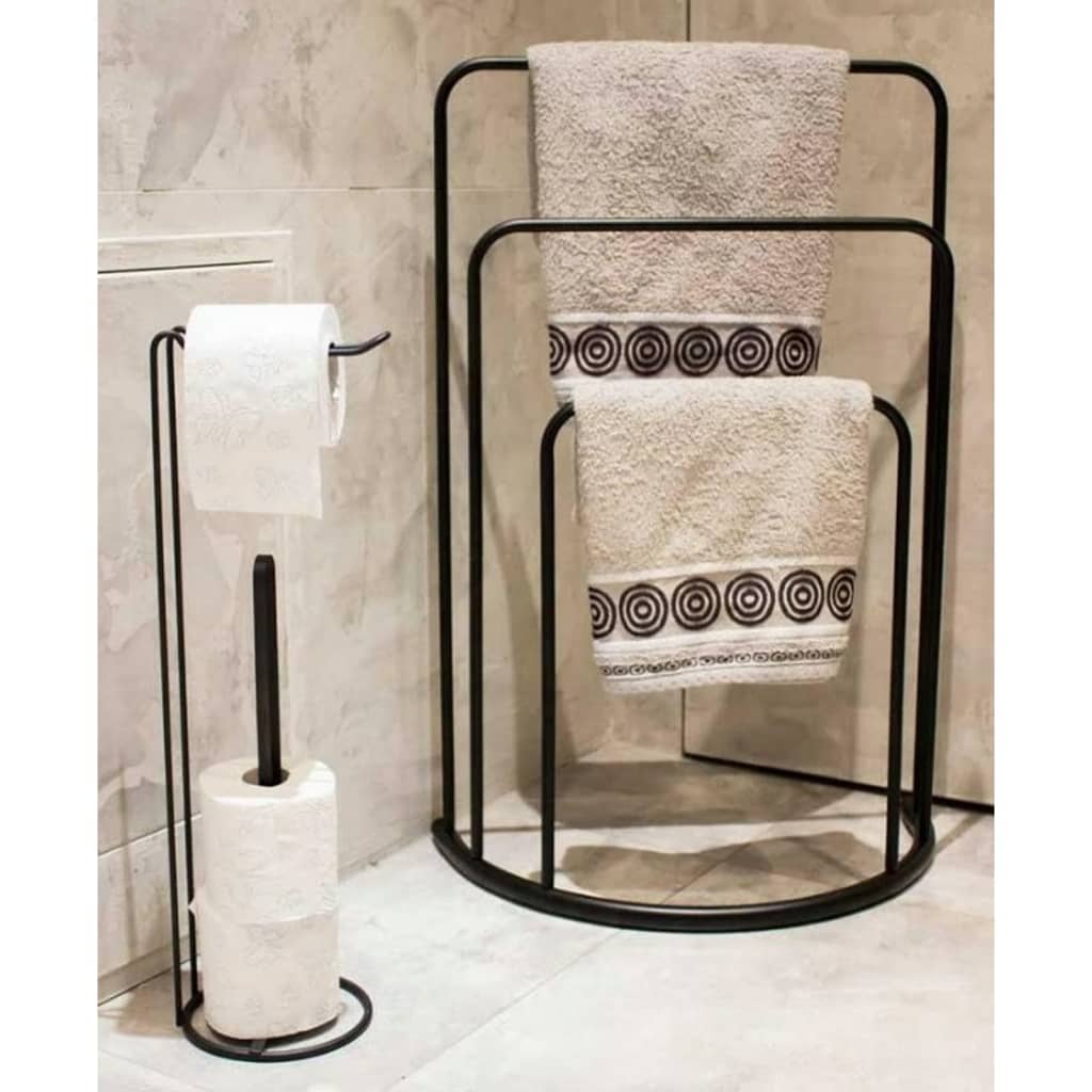 Soluzioni per il bagno Soluzioni da bagno Raccolto di asciugamani in piedi 49,5x75 cm di metallo nero