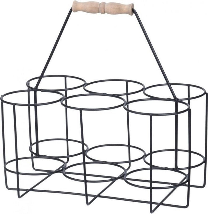 Home styling wijnflesfhouder 30x13x27 cm metaal zwart