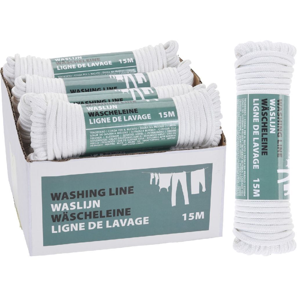 Linea di lavaggio di base in poliestere 15m bianco