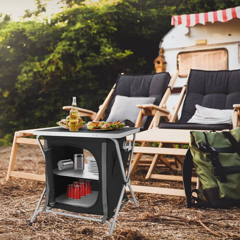 Redcliffs Camping Cabinet pieghevole 60x45x64 cm nero