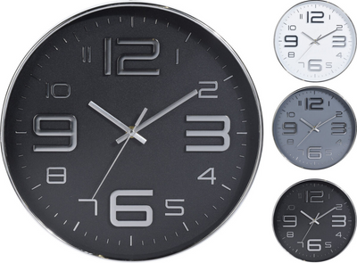 Orologio da parete 30,5 cm 3 Assorti Silver