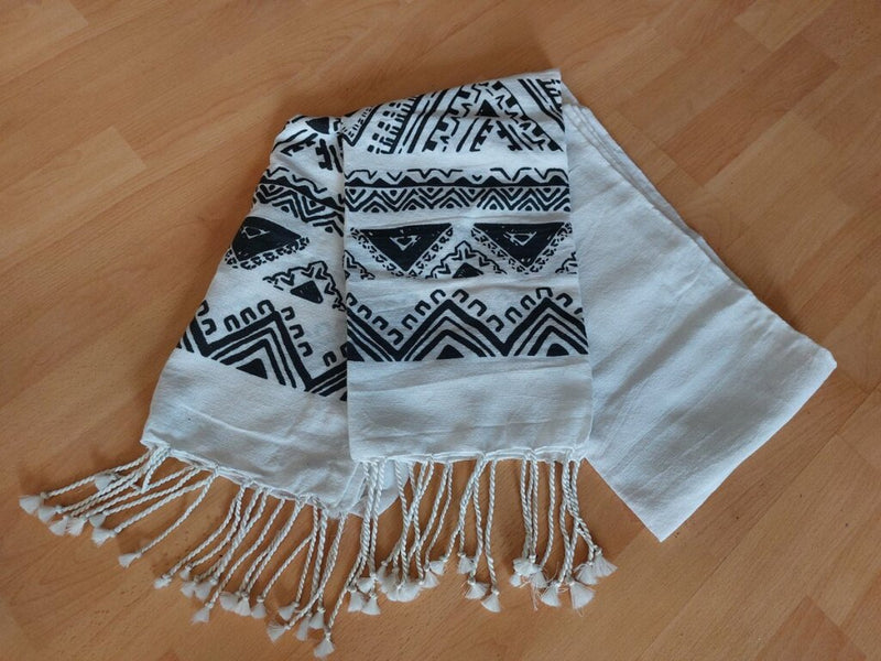 H S H S COLECCIÓN Hammam Cloth 180 x 90 cm Toalla de algodón Hammam Hammam Blanco y negro
