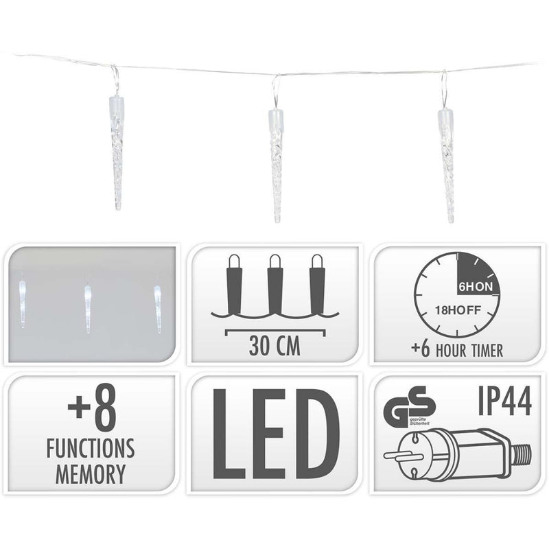 S.I.A. S.I.A. Luci di Natale Ice Gules 6M 40 LED IP44 + timer