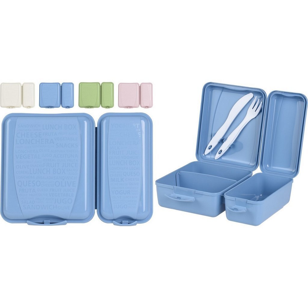 AM-63 Double Lunch Box + Set di posate Assorti