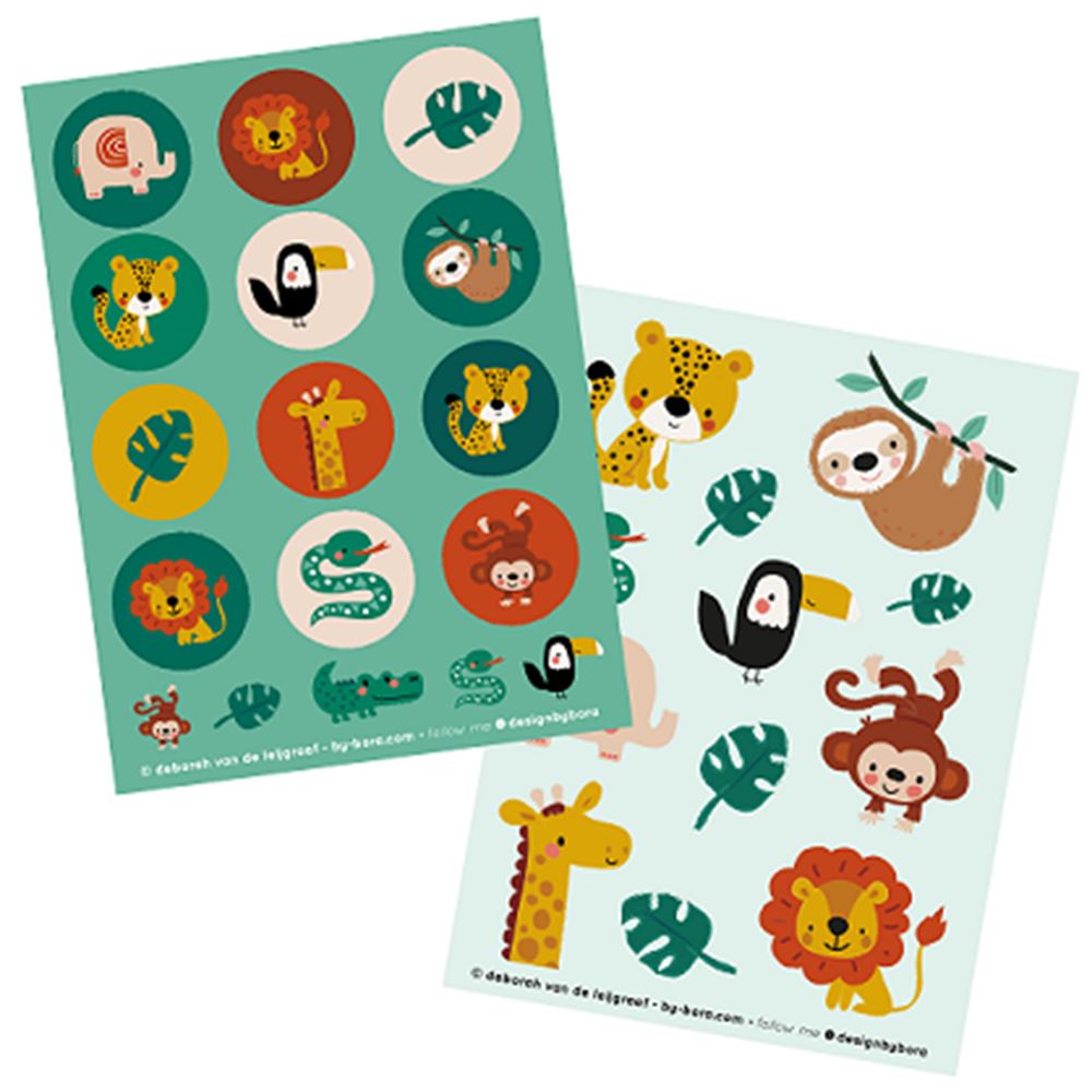 Bora stickervellen 2 x a6. jungle. (5 s
