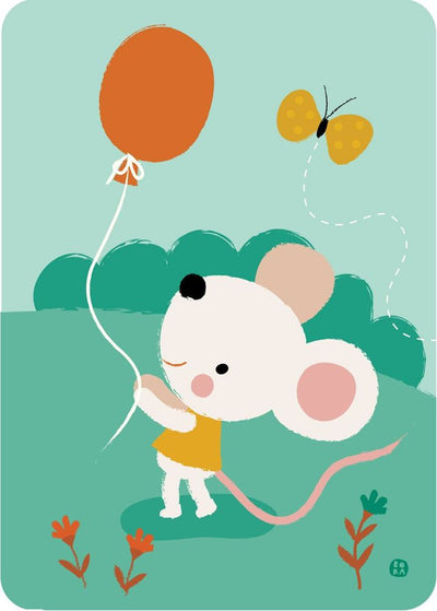 Postal ratón globo bora
