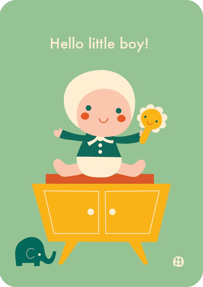 Bora hello baby-little boy ansichtkaart