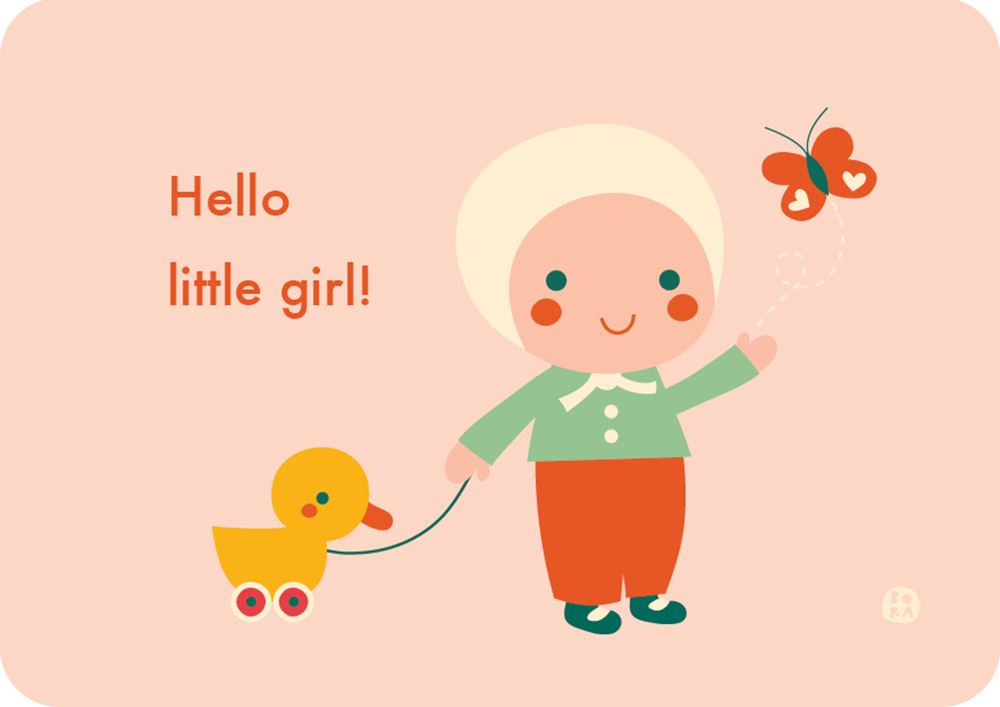 Bora hello baby-little girl ansichtkaart