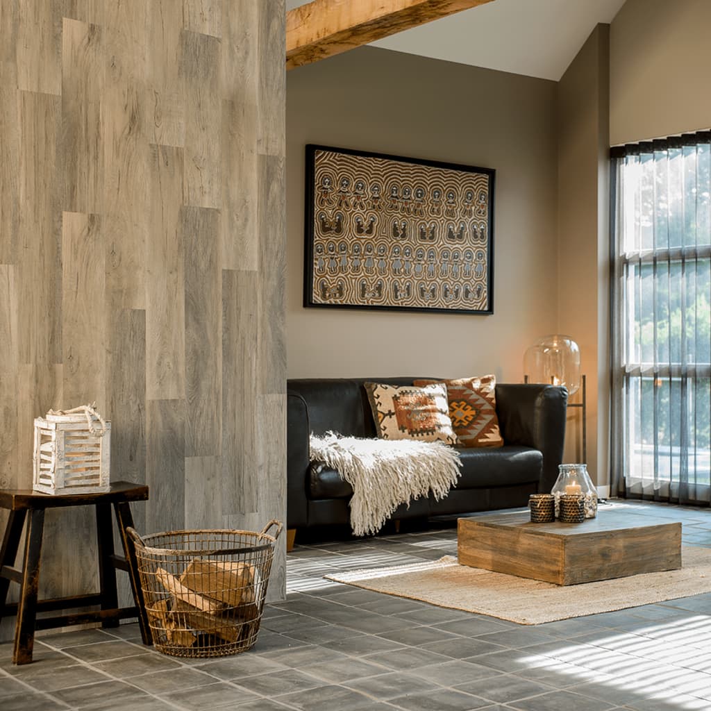 Wallart planken hout-look schuurhout eiken whitewash