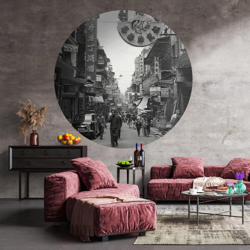 WALLART WALLART Wallow Circle Hong i vecchi tempi 190 cm