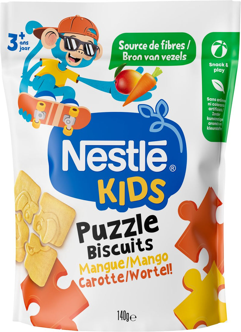 Nestlé puzzle per bambini biscotto mango carota - snack per bambini - 3+ anni - 6 x 140 g