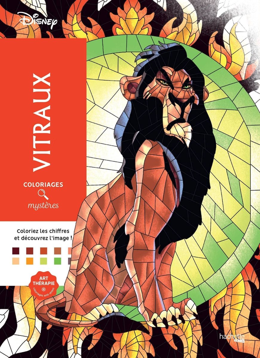 Hachette heroes disney coloriages mystères vitraux - kleurboek voor volwassenen