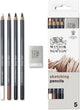 Winsor Newton 0490009 Studio Collection Set di matite per schizzi x5 con gomma – Matite da disegno a carboncino seppia per schizzi