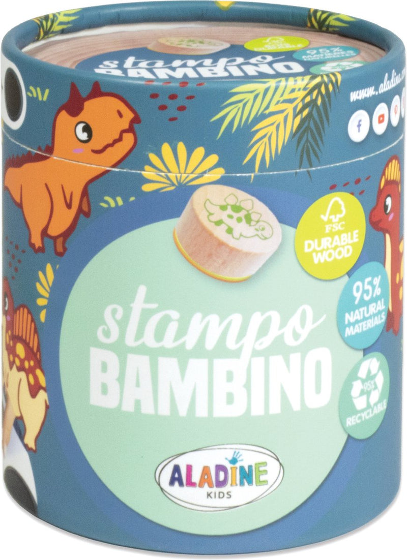 Aladine stempelset dinosaurus fsc houten speelgoed voor kinderen.