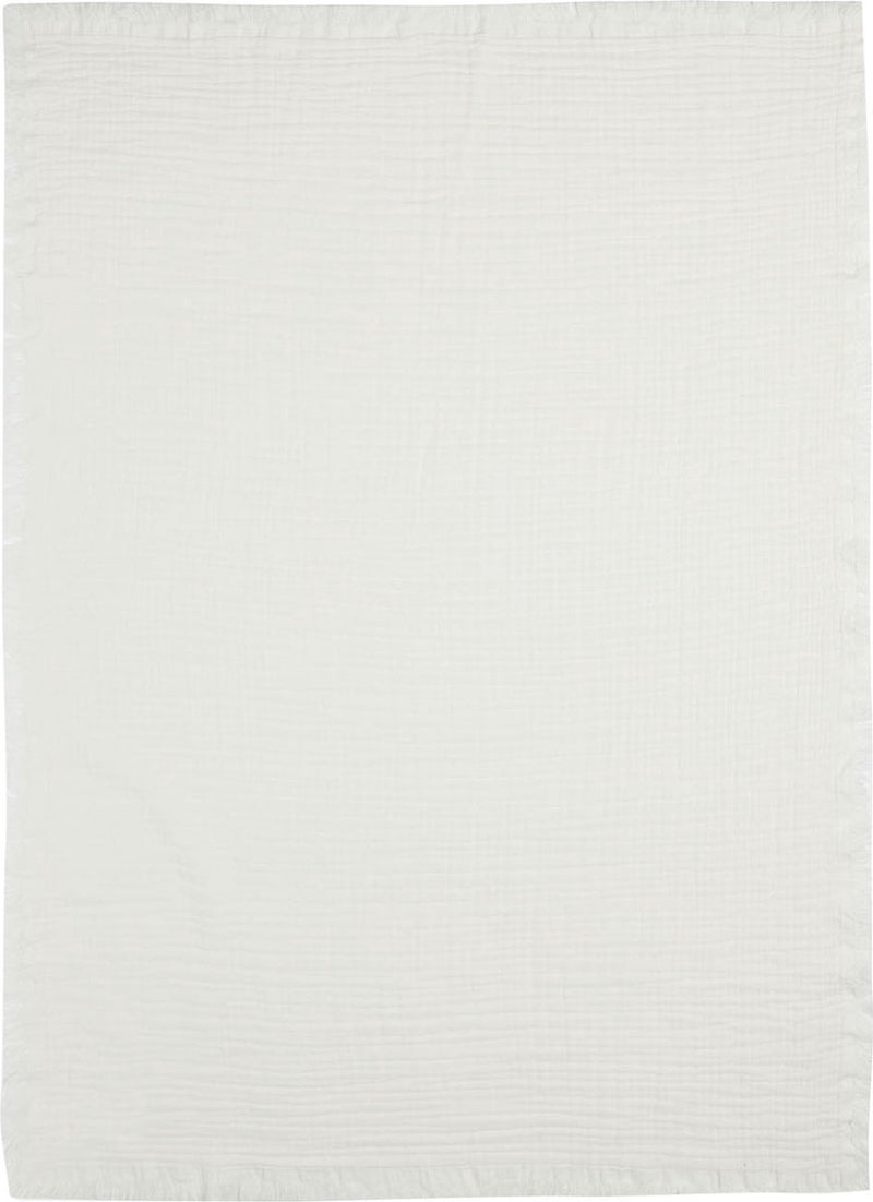 Jollein manta de bebé cuna 75x100cm muselina con flecos - marfil