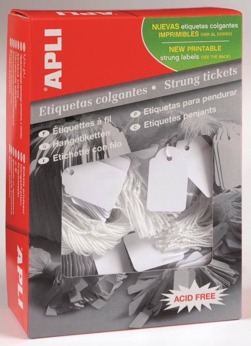 Apli hang tags wit 13 x 20 mm (1000 unidades)