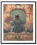 Grafix diamond painting anton pieck man met rozen 40x50cm - afbeelding 1