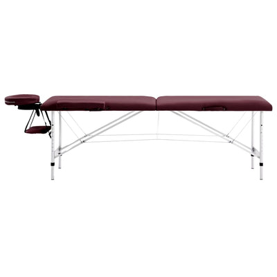Vidaxl Mesa Massage Plegable 2 zonas Vino de aluminio Púrpura
