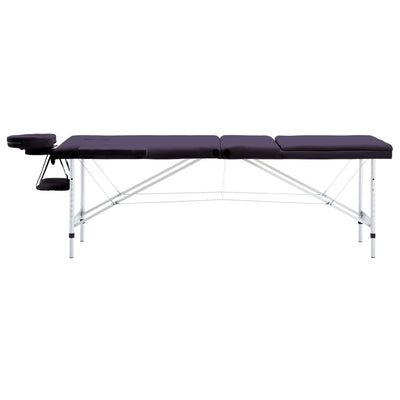 Vidaxl Mesa Massage Plegable 3 zonas Púrpura de aluminio