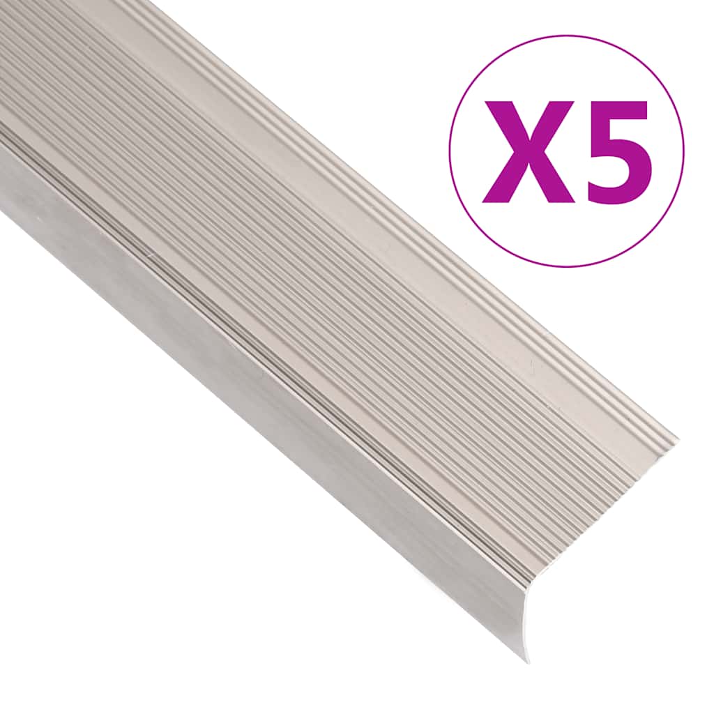VidaXL Paragradini per scale a Forma di L 5 pz 90 cm in alluminio color champagne