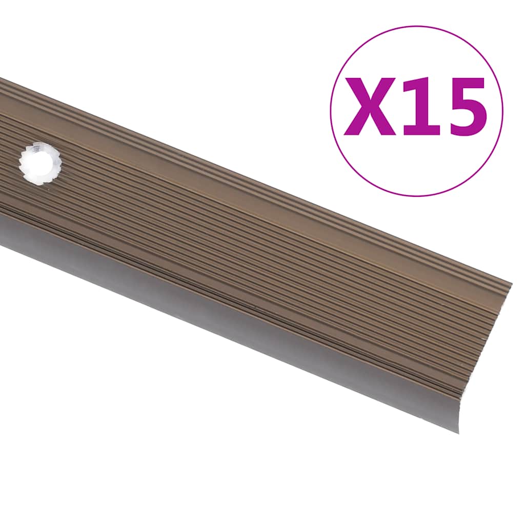 Vidaxl mamperlines de escalera en forma de L 15 piezas 100 cm aluminio marrón