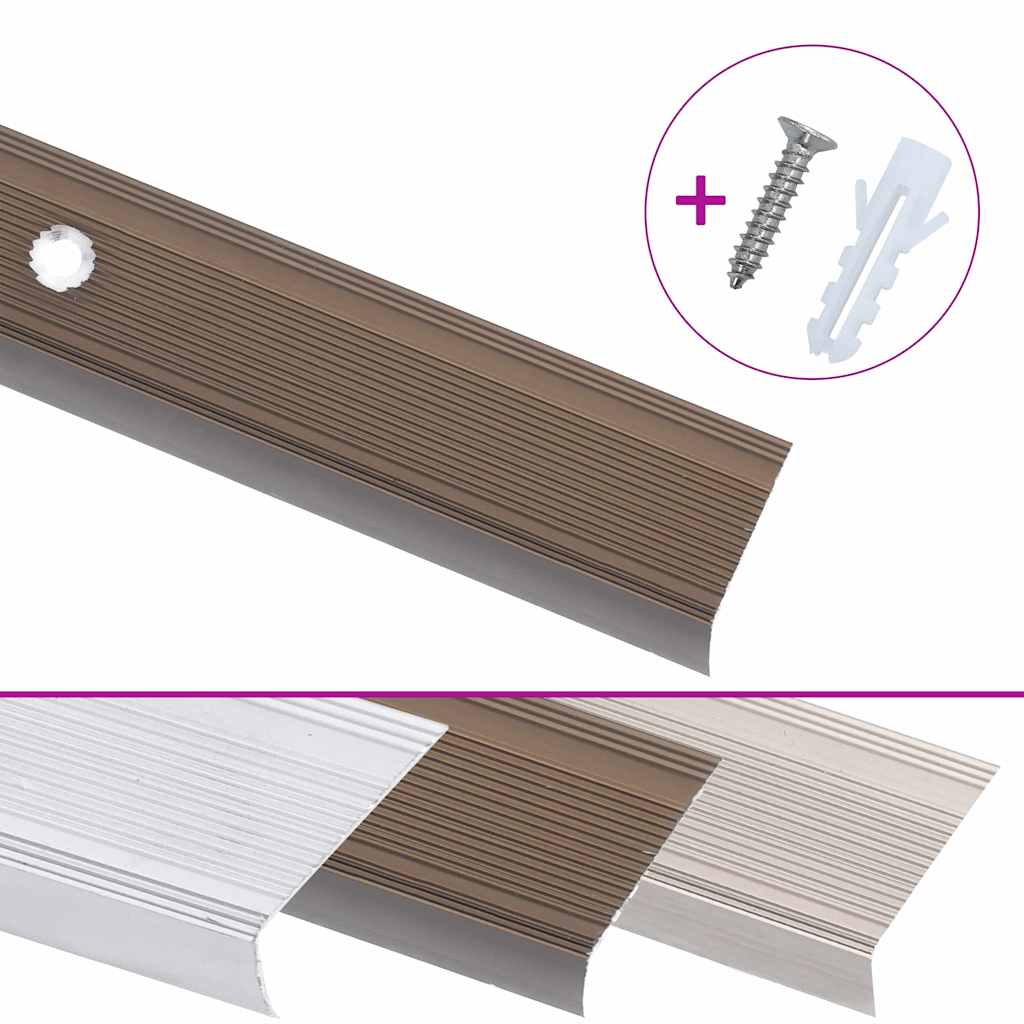Vidaxl mamperlines de escalera en forma de L 15 piezas 100 cm aluminio marrón