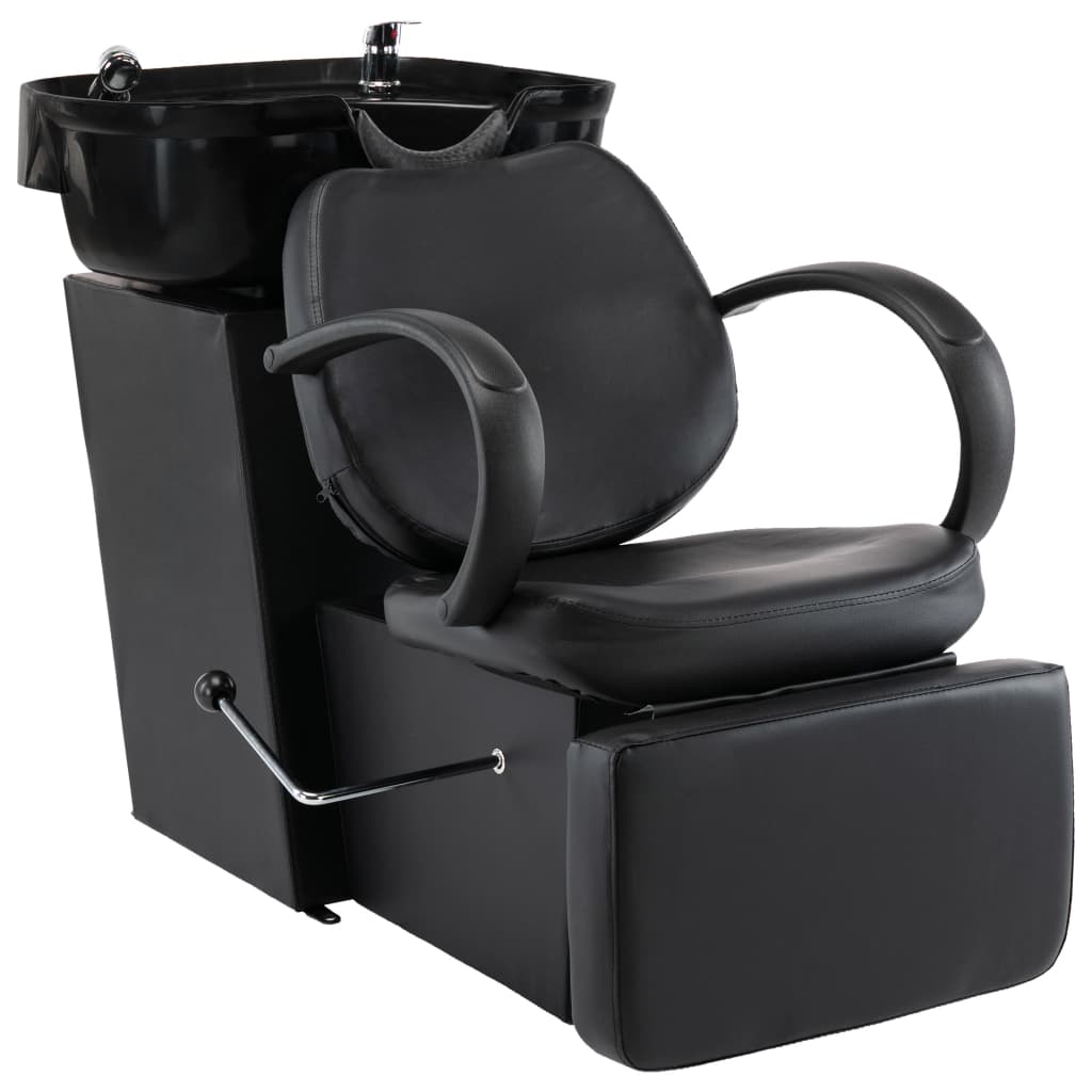 Silla de lavado Vidaxl con Washbasin de cuero artificial negro