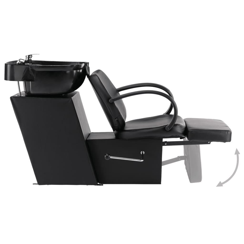 Silla de lavado Vidaxl con Washbasin de cuero artificial negro